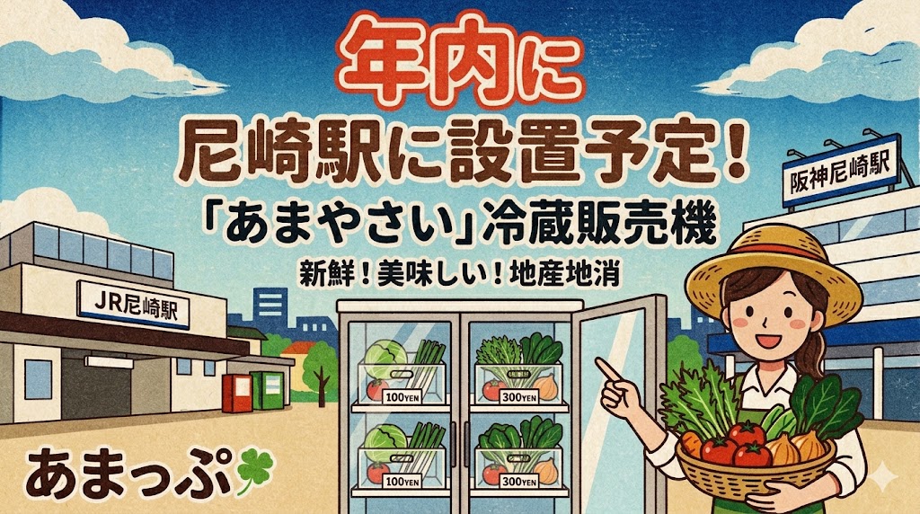 年内に尼崎駅に設置予定！「あまやさい」冷蔵自販機！新鮮！美味しい！地産地消