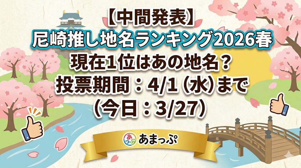 【中間発表】尼崎推し地名ランキング2026春！現在1位はあの地名？
