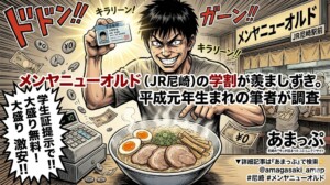 メンヤニューオルド（JR尼崎）の学割が羨ましすぎて。平成元年生まれの筆者が調査
