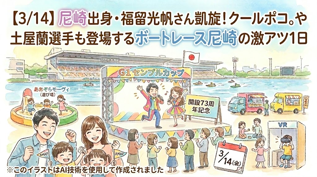 【3/14】尼崎出身・福留光帆さん凱旋！クールポコ。や土屋蘭選手も登場するボートレース尼崎の激アツ1日